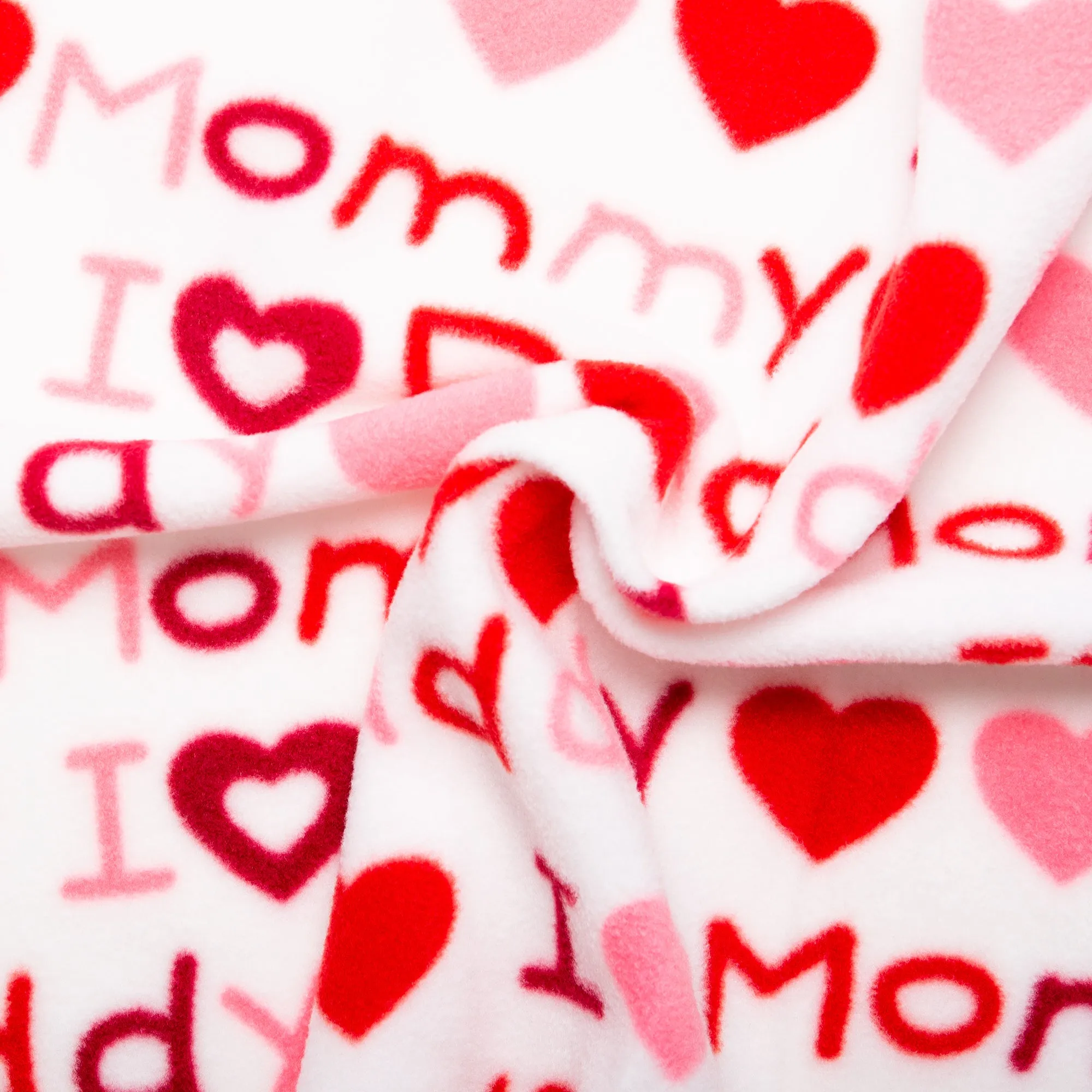 Anti Pill Fleece Print - FRESH - I love - Red