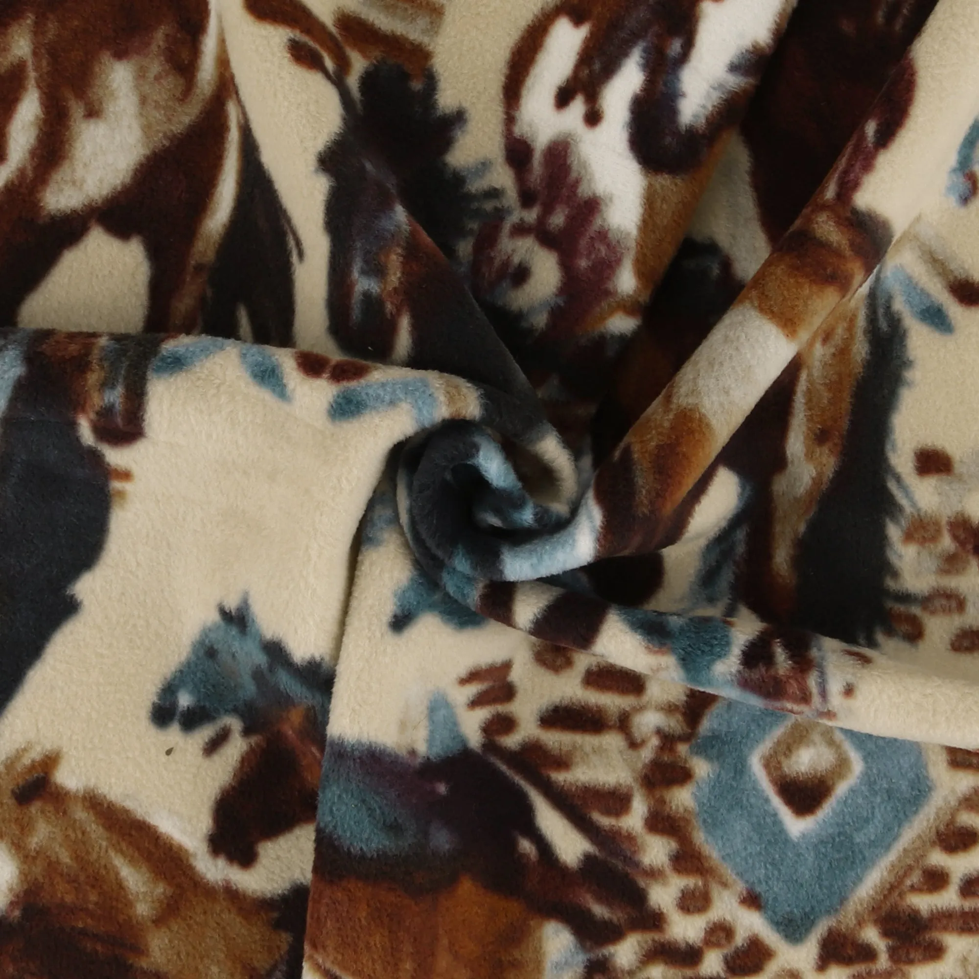 Anti Pill Fleece Print - MONTANA - 047 - Beige
