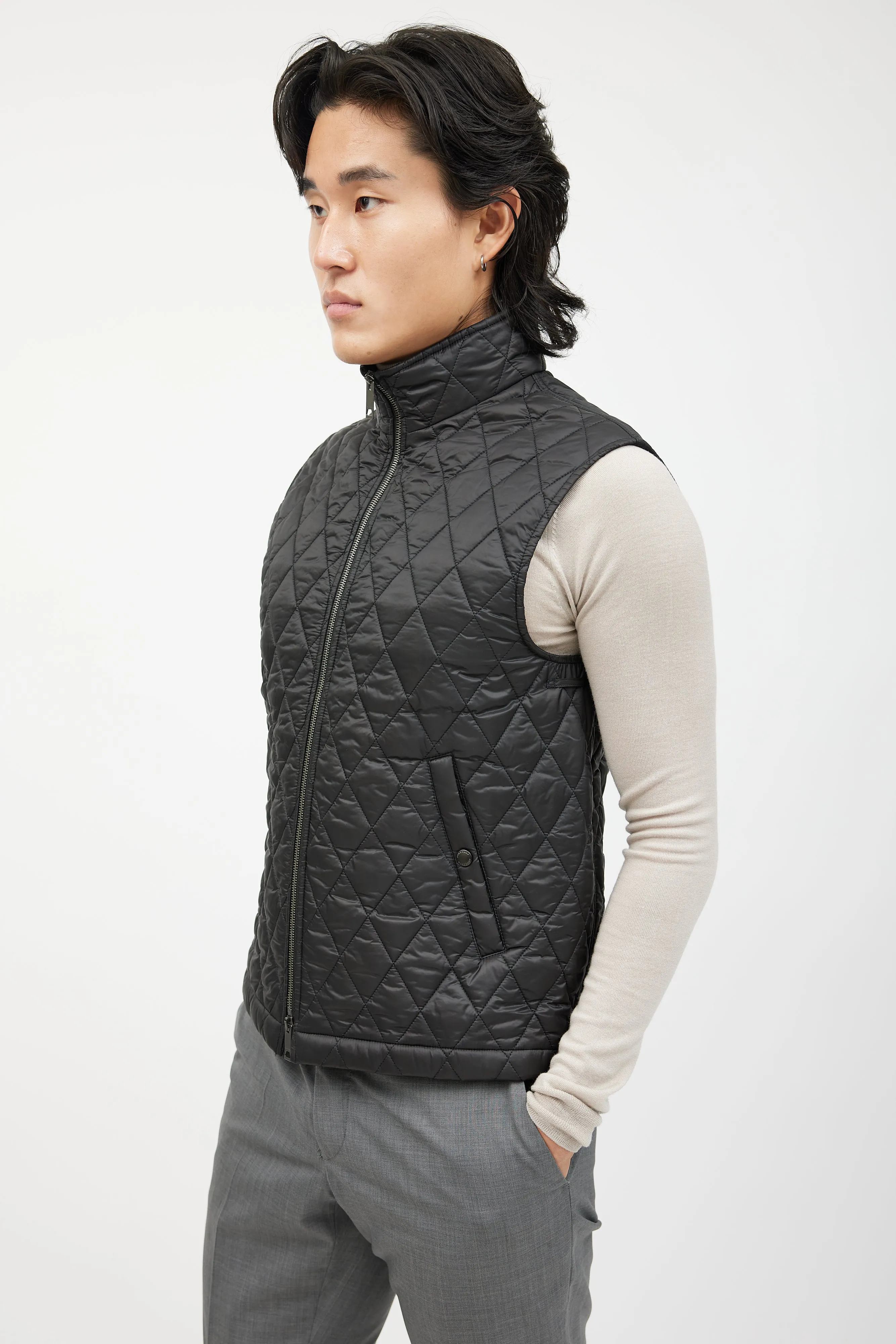 Black Quilted Nylon Vest