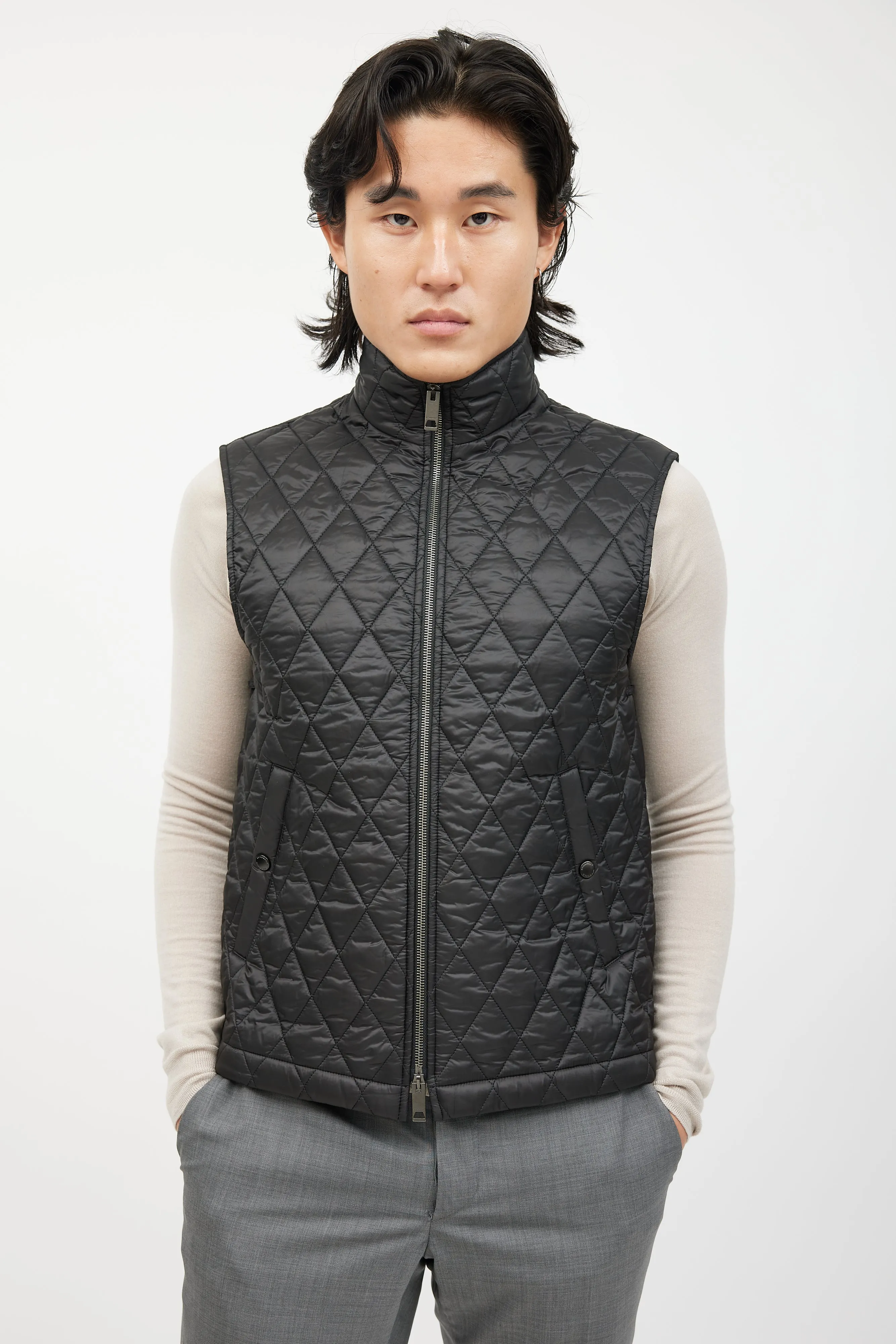 Black Quilted Nylon Vest