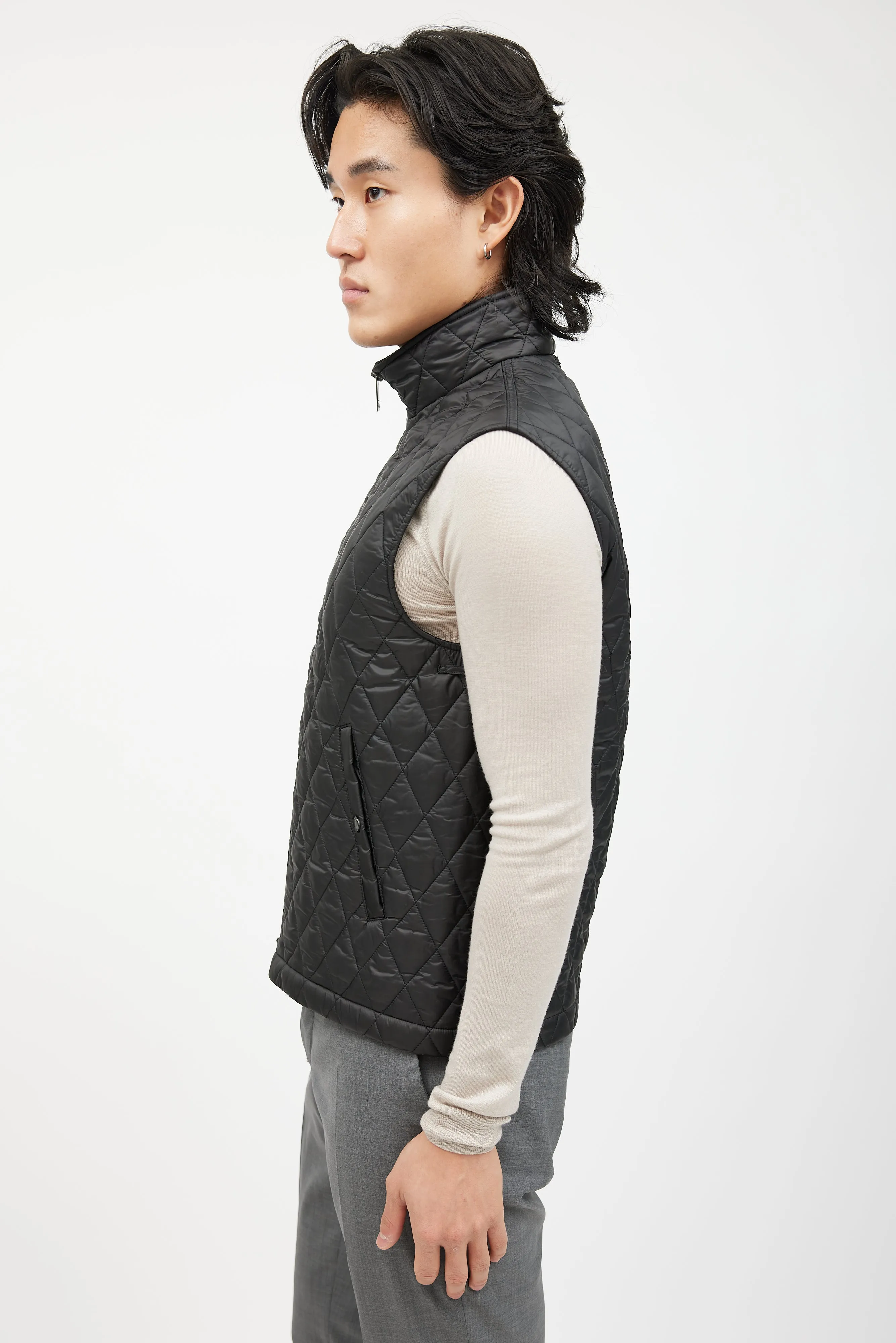 Black Quilted Nylon Vest
