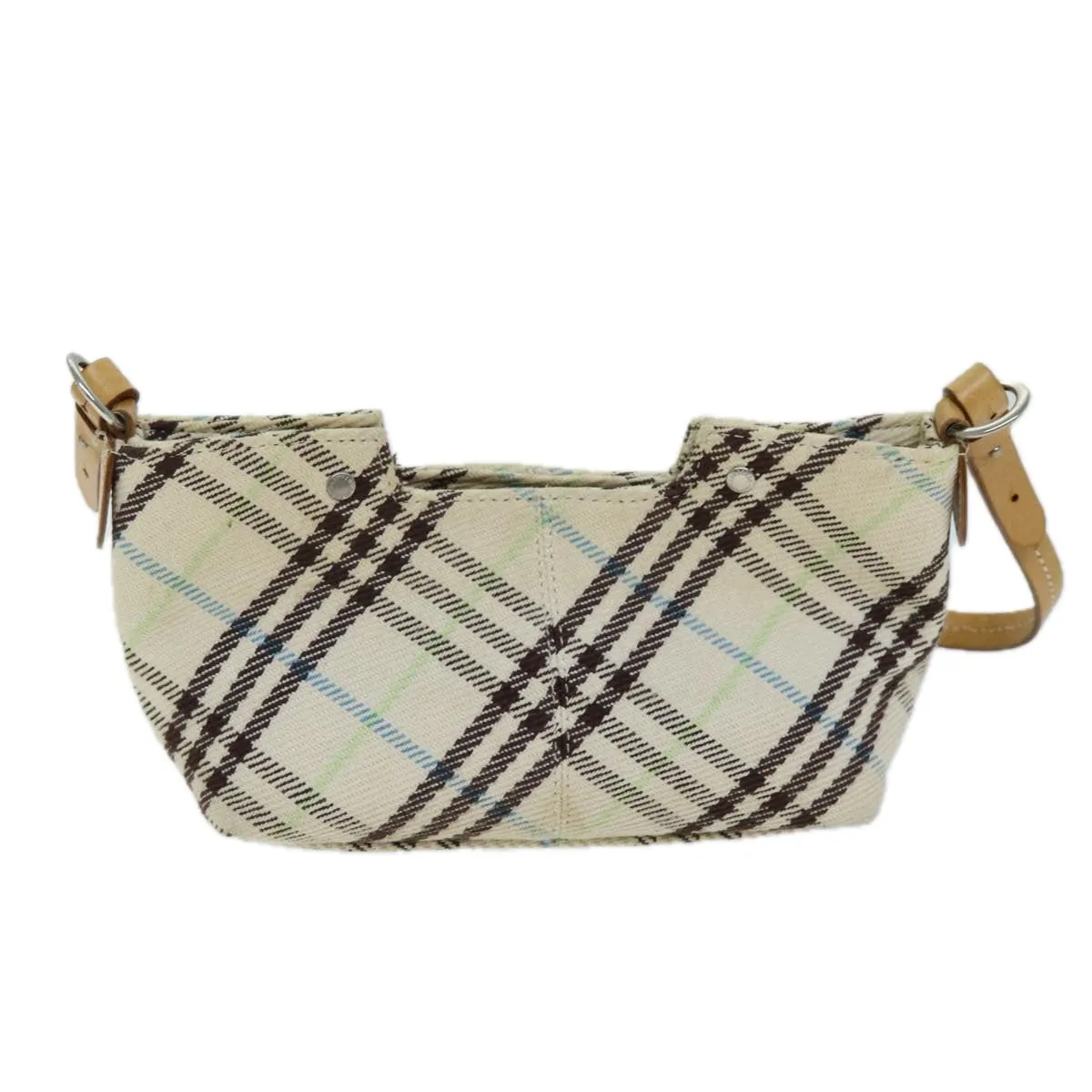 BURBERRY Nova Check Blue Label Shoulder Bag Canvas Beige Auth 75132