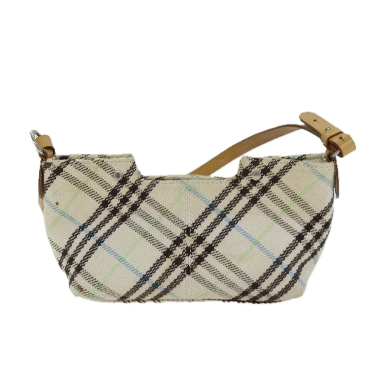 BURBERRY Nova Check Blue Label Shoulder Bag Canvas Beige Auth 75132