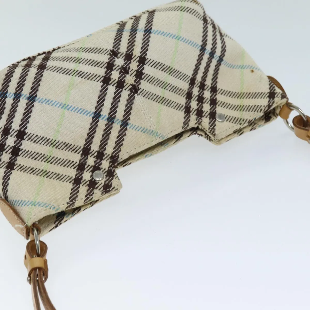 BURBERRY Nova Check Blue Label Shoulder Bag Canvas Beige Auth 75132