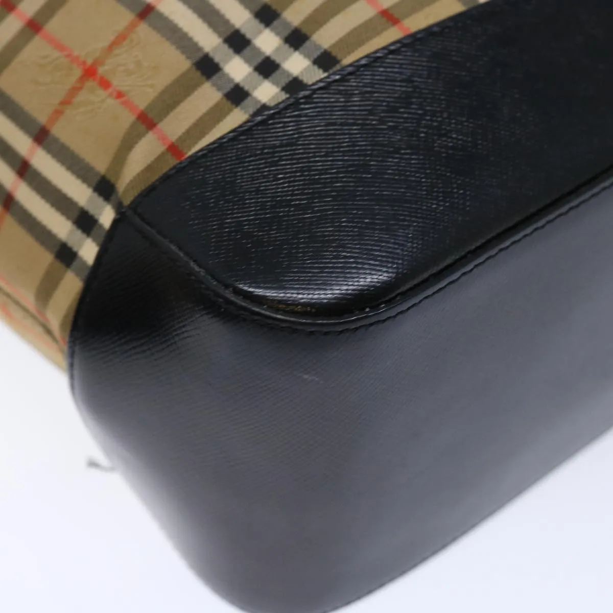 BURBERRY Nova Check Shoulder Bag Canvas Beige Black Auth ac2917
