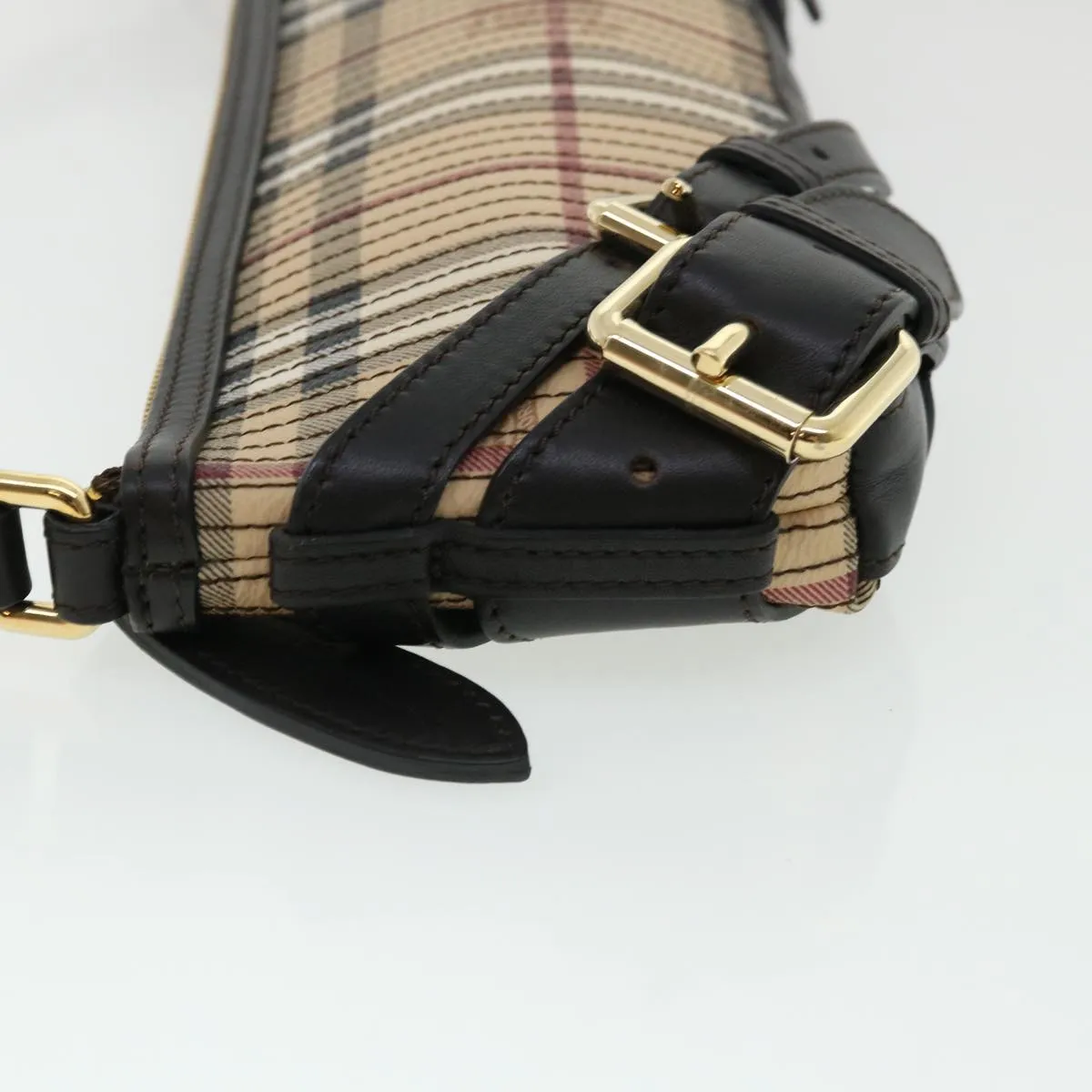 BURBERRY Nova Check Shoulder Bag Canvas Leather Beige Auth 32763A