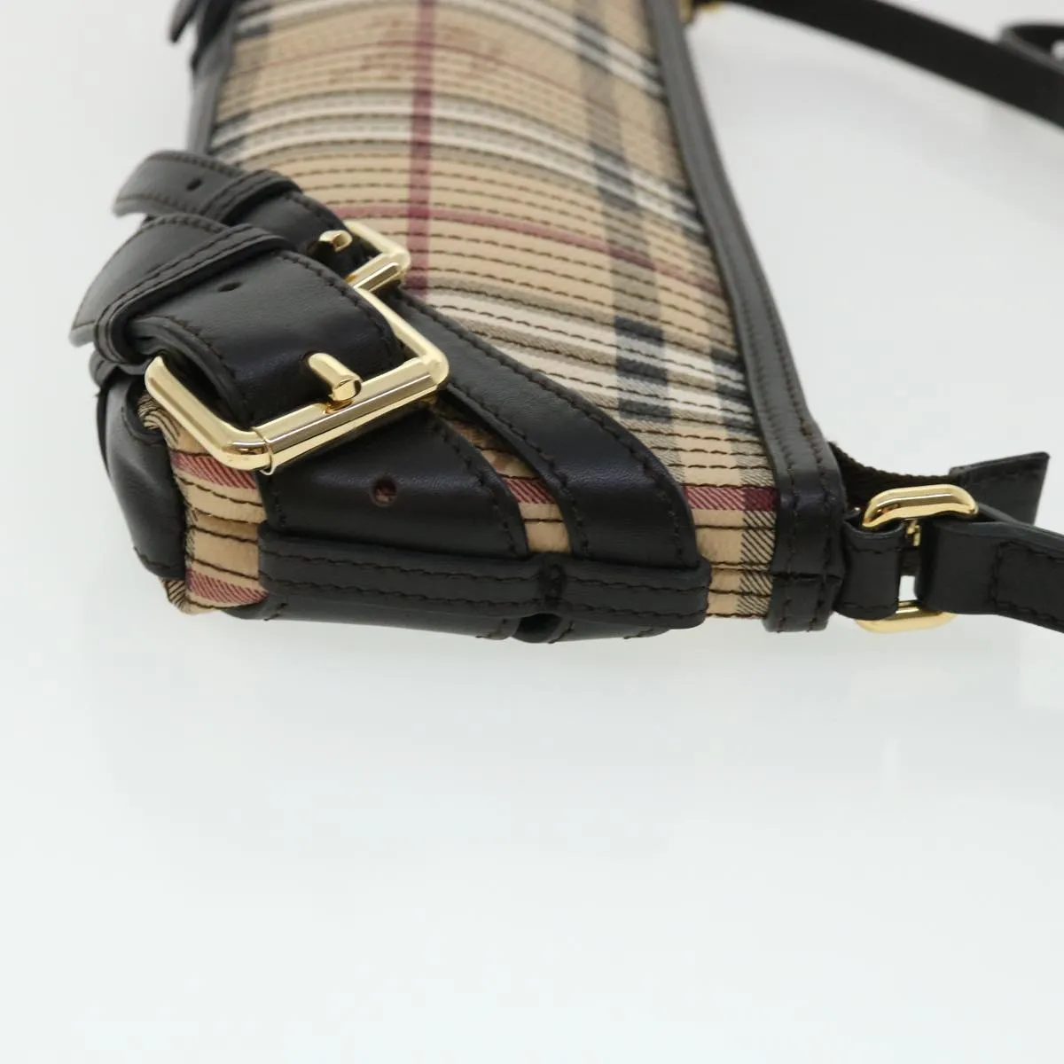 BURBERRY Nova Check Shoulder Bag Canvas Leather Beige Auth 32763A