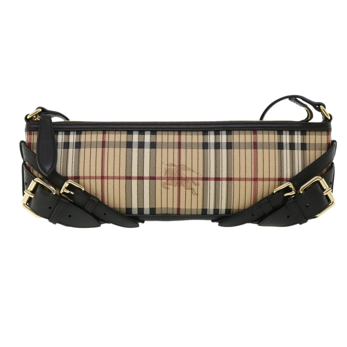 BURBERRY Nova Check Shoulder Bag Canvas Leather Beige Auth 32763A