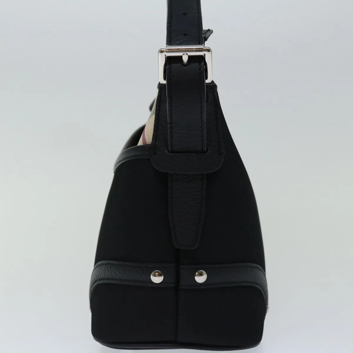 BURBERRY Nova Check Shoulder Bag Nylon Beige Black Auth yk11086