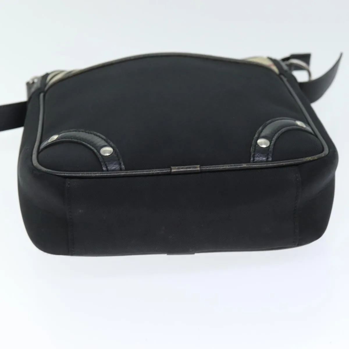 BURBERRY Nova Check Shoulder Bag Nylon Black Beige Auth 75144