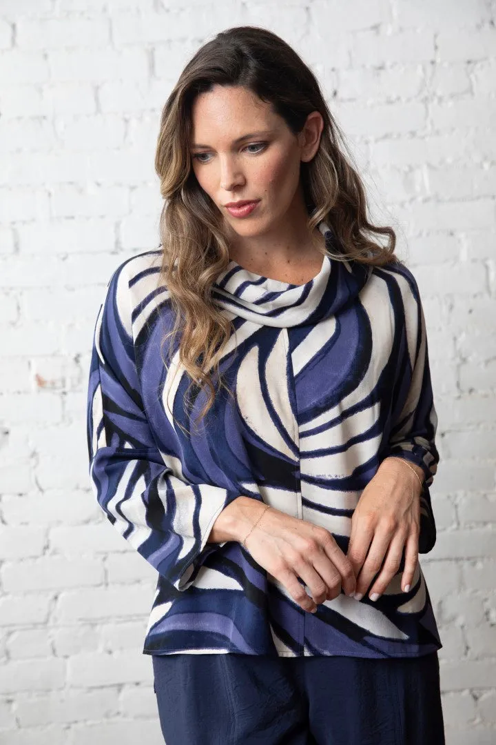 Georgette Waves Cowl Top