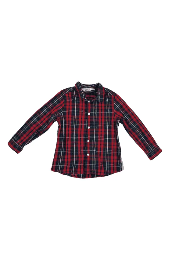H&M boys, red checker shirt sz 3-4Y