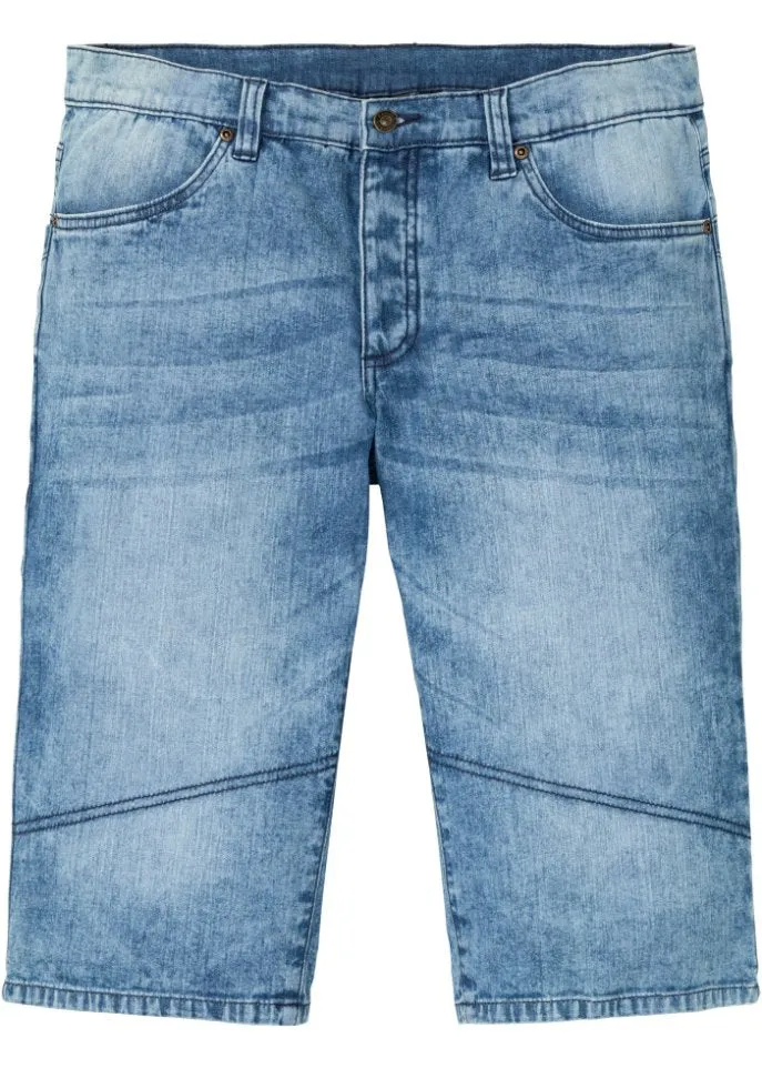 Long stretch jeans shorts, standard fit Rainbow, blue