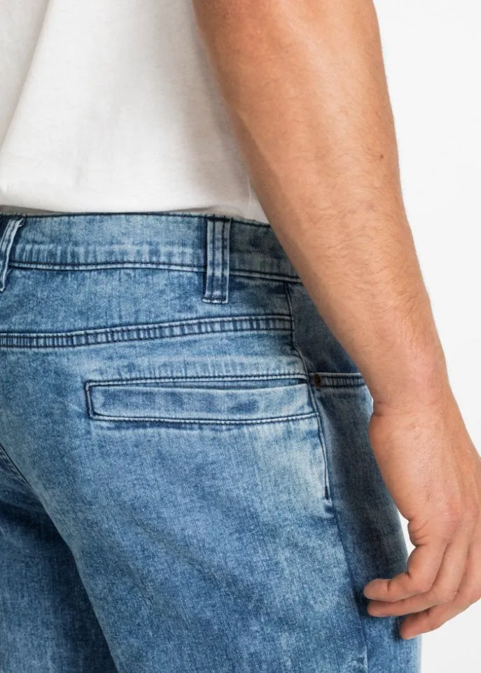 Long stretch jeans shorts, standard fit Rainbow, blue