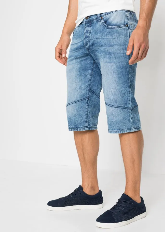 Long stretch jeans shorts, standard fit Rainbow, blue