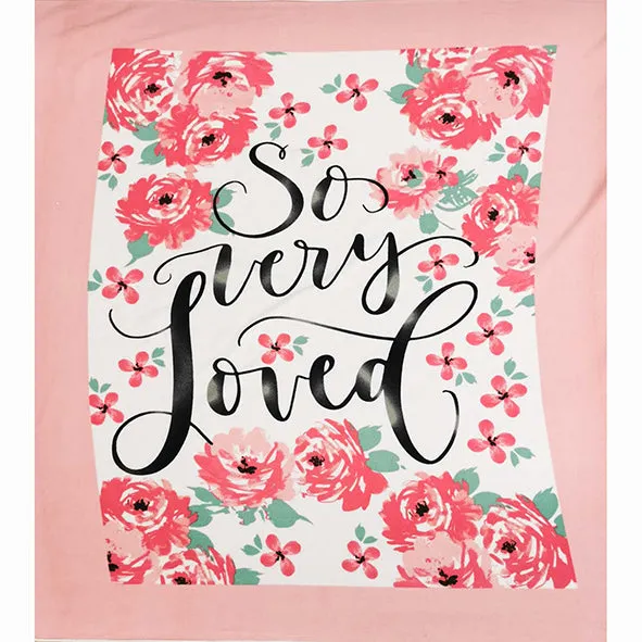 Pink Flowers on White Printed Polar Fleece Design 96 - 1.28M Panel