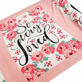 Pink Flowers on White Printed Polar Fleece Design 96 - 1.28M Panel