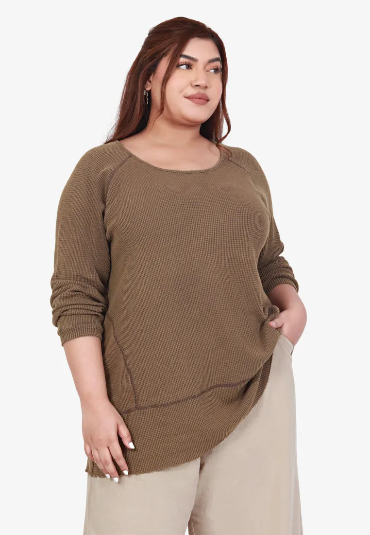 Rucia Scoop Neck Cosy Waffle Top - Sky Blue