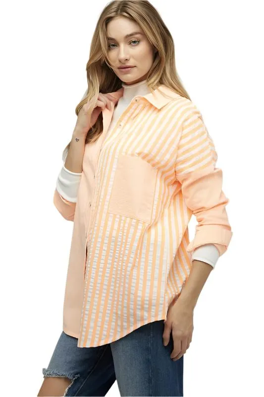Stripe Button Down Long Sleeve Shirt
