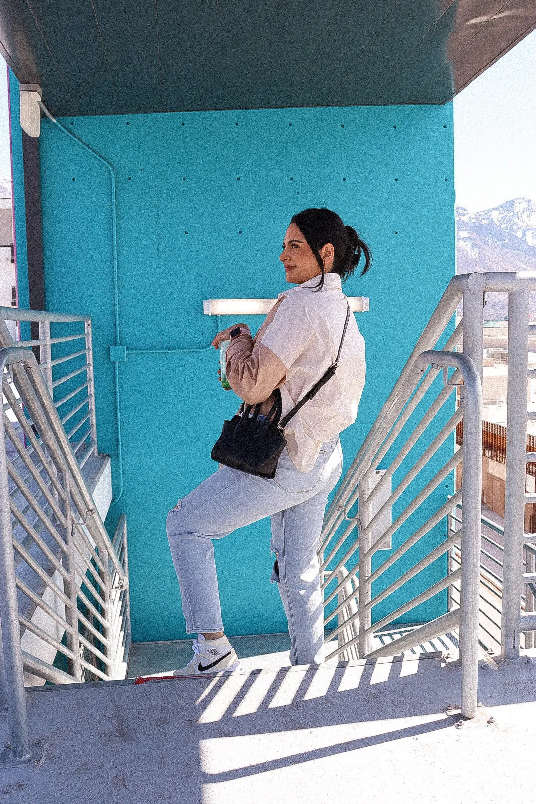 the colorblock trend boyfriend button down shirt