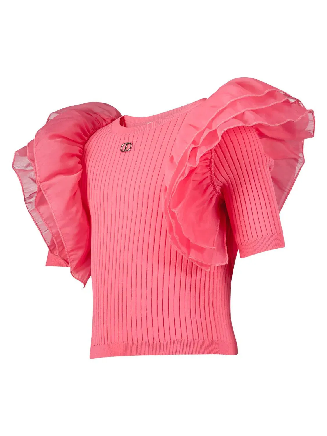 Twinset Girl's viscose top with organza sleeves