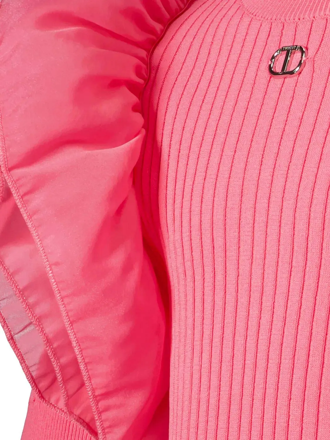 Twinset Girl's viscose top with organza sleeves