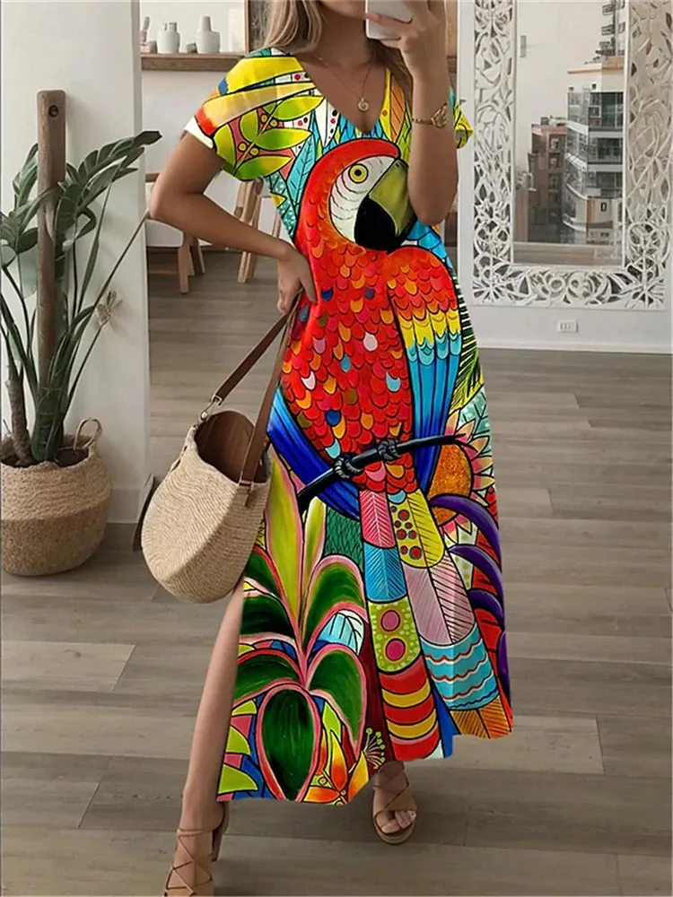 Vintage Printed Women's Dresses Summer