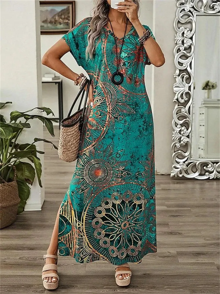 Vintage Printed Women's Dresses Summer