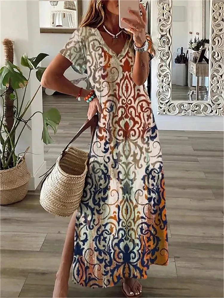 Vintage Printed Women's Dresses Summer