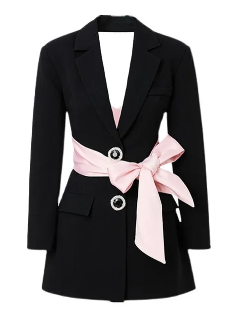 Wjczt Colorblock Casual Women&#39;s Autumn Coat Notched Long Sleeve Patchwork Diamond Slim Female Blazer Autumn Clothing