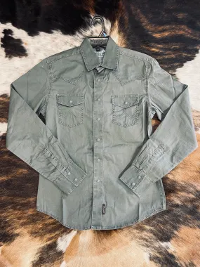 WRANGLER MENS WESTERN RETRO SNAP (GREY)