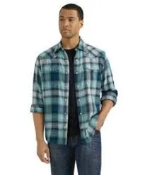 Wrangler Retro Premium Men's Multi Teals Long Sleeve Western Snap Shirt